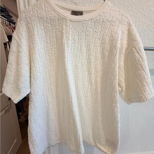 Dior White Textured Short Sleeve Tee